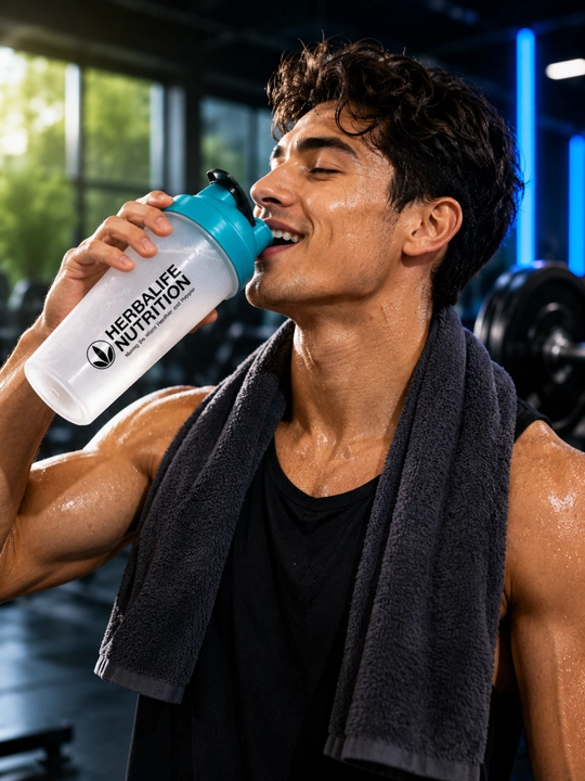 Protein va kokteyllar uchun qopqoqli sport sheykeri, aralashtirish shishasi