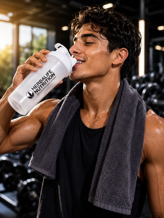 Protein va kokteyllar uchun qopqoqli sport sheykeri, aralashtirish shishasi
