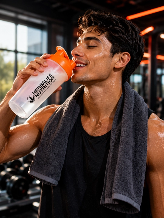 Protein va kokteyllar uchun qopqoqli sport sheykeri, aralashtirish shishasi