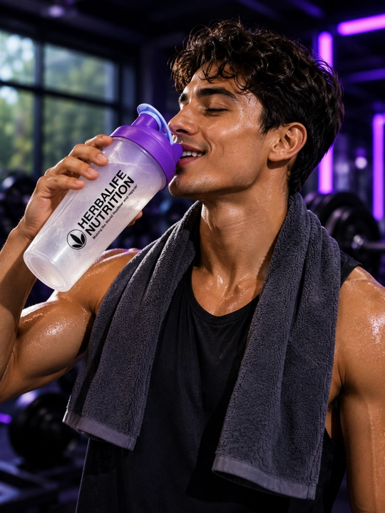 Protein va kokteyllar uchun qopqoqli sport sheykeri, aralashtirish shishasi