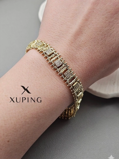Браслет Xuping на руку, золотистое покрытие, вечерний аксессуар — LUNA95-BRASLET7777-КРЕМОВ