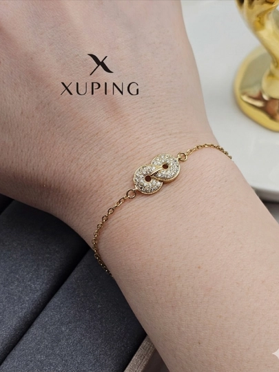 Браслет Xuping на руку, золотистое покрытие, вечерний аксессуар — LUNA95-BRASLET7777-КОРАЛЛМЕЛ