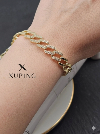 Браслет Xuping на руку, золотистое покрытие, вечерний аксессуар — LUNA95-BRASLET7777-МАНГО