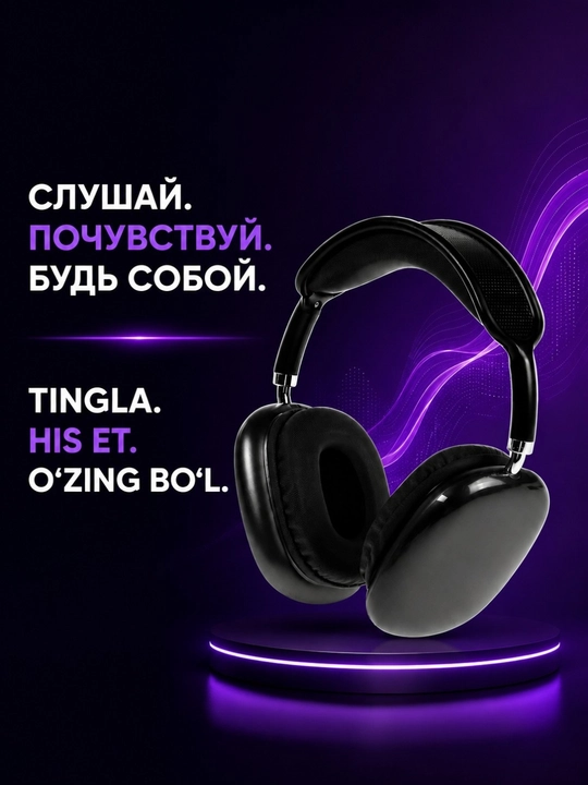 To‘liq o‘lchamli P9 simsiz quloqchinlar, yig‘ma, mikrofonli
