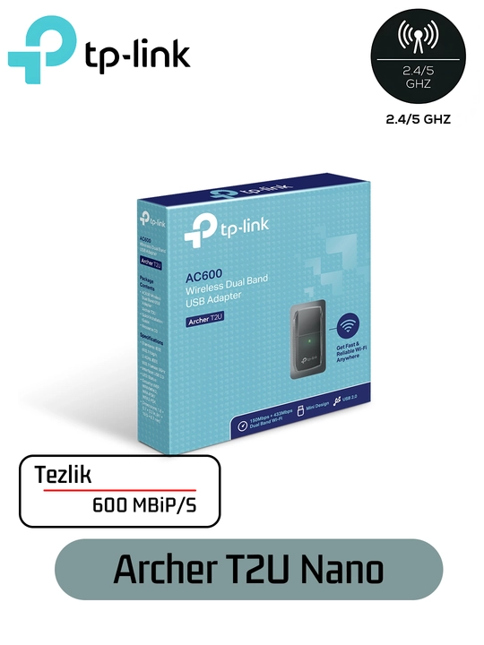 TP-Link Archer T2U Nano AC600 Nano беспроводной USB-адаптер, двухдиапазонный Wi-Fi - 