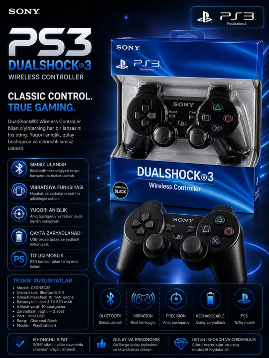 Беспроводной геймпад, Bluetooth джойстик DualShock 3, контроллер для Playstation 3 - 