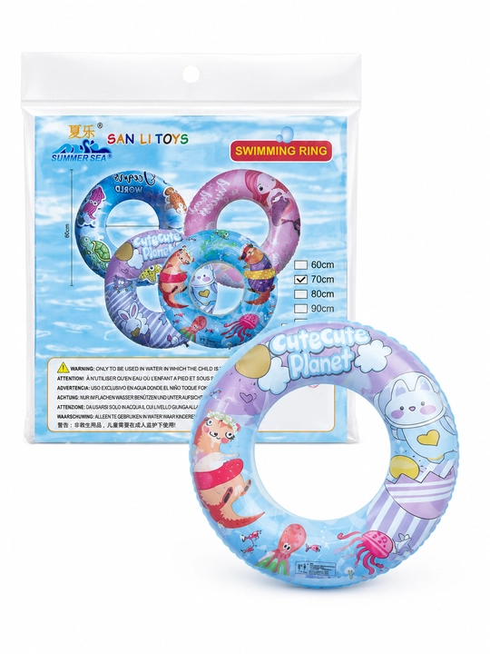 Детский круг для плавания 70 см, Swimming Ring, с рисунками морских животных