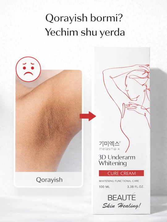Qo‘ltiq osti terisini oqartiruvchi, tez ta’sir etuvchi krem. Qoraygan terini oqartirish