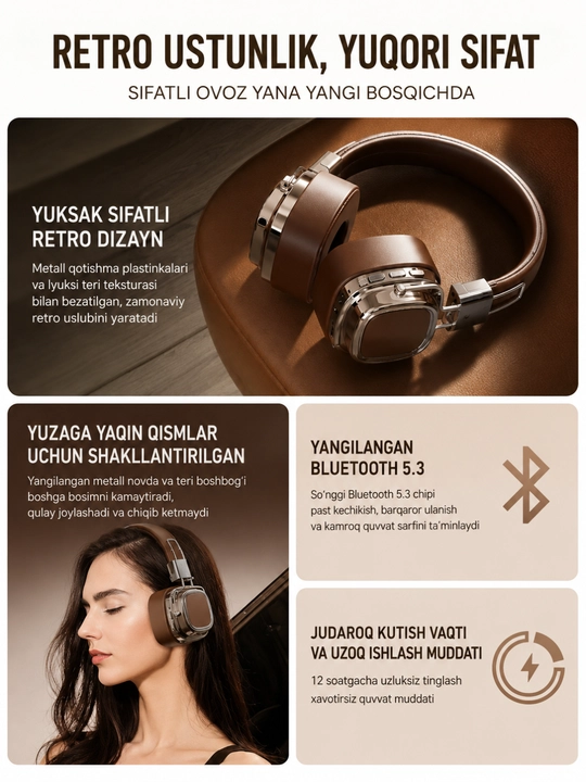 Mikrofonli quloqchinlar, simsiz, iPhone va Android uchun mos