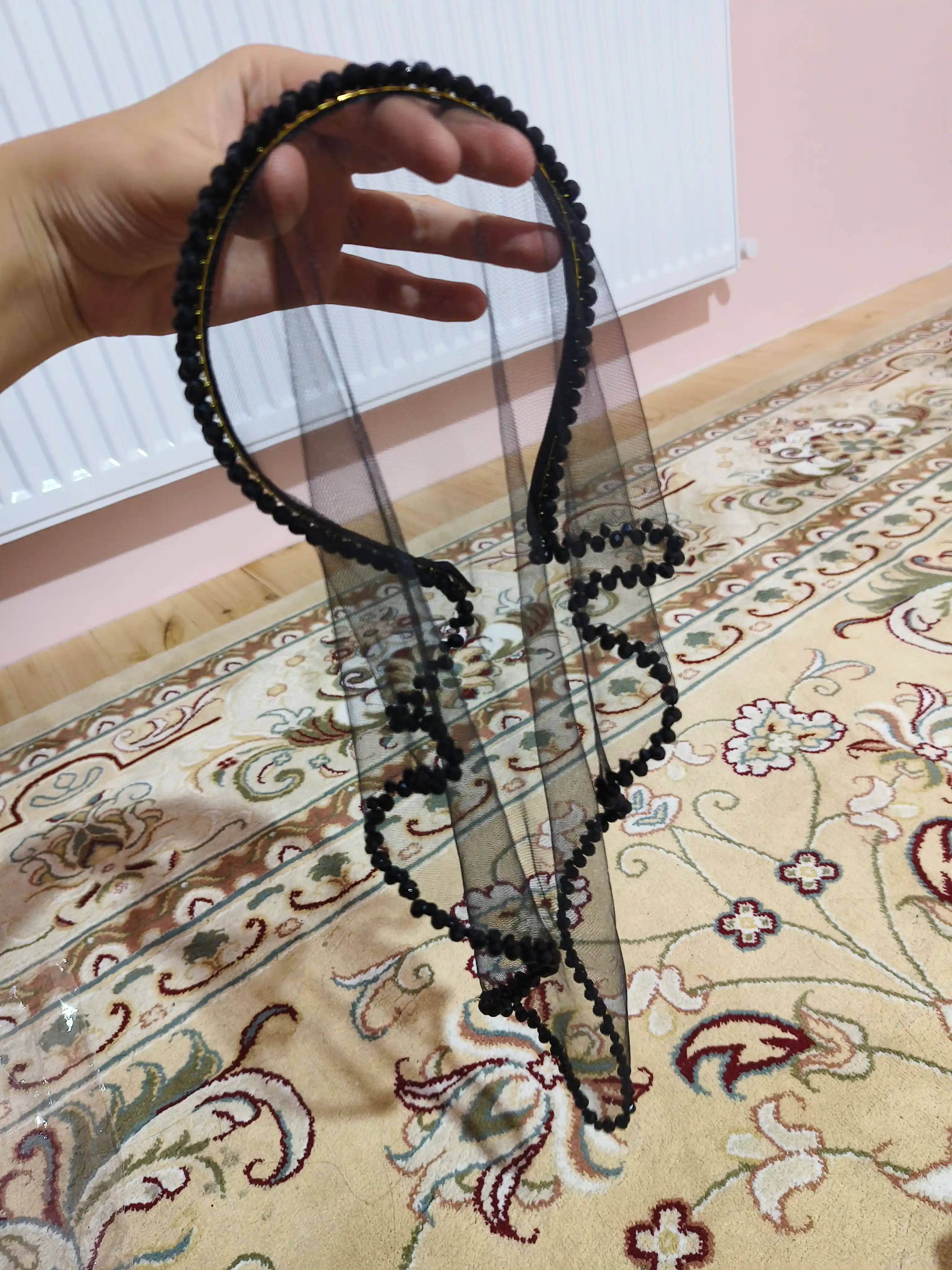 Ободок с хрусталём и сеткой для волос