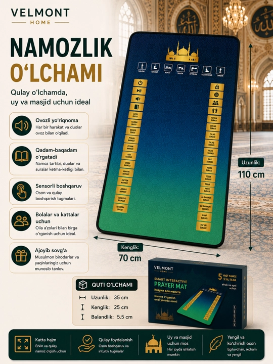 Namoz gilamchasi, ovoz bilan namoz o‘qish uchun elektron