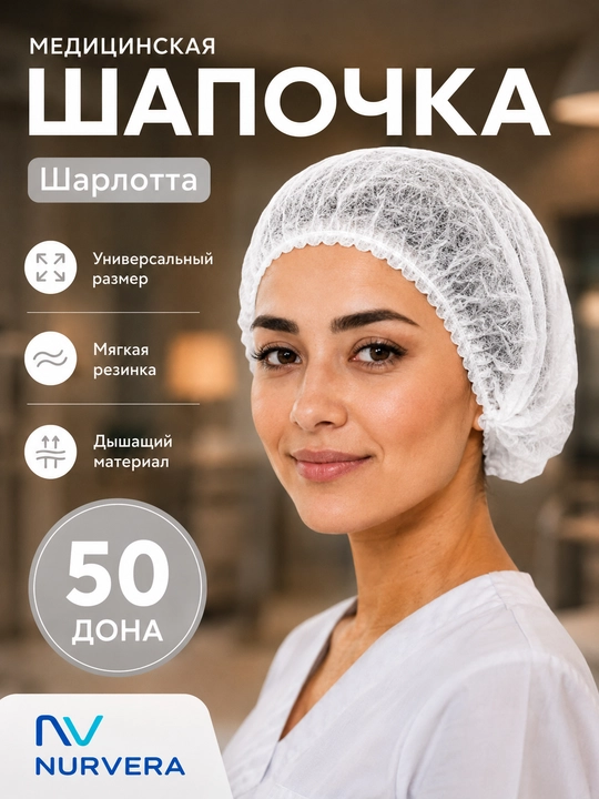 Tibbiy himoya qalpoqchalari “Sharlotta” – 50 dona - 
