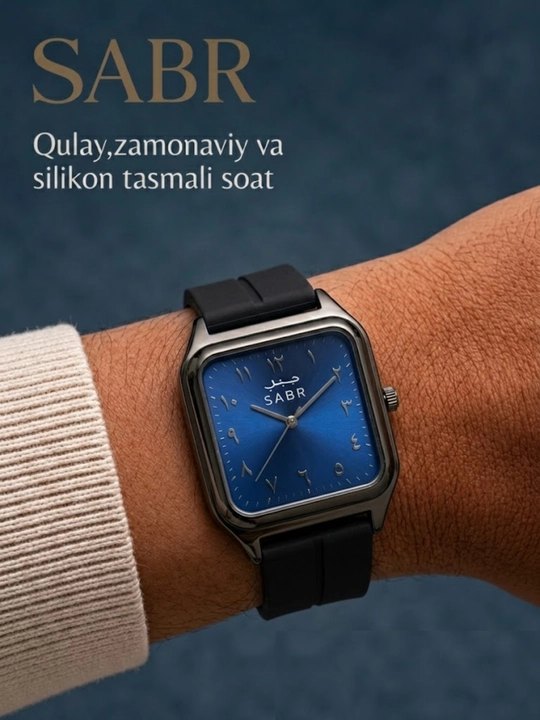 Erkaklar qo'l soati SABR, Quartz mexanizm, kvadrat siferblat, arab raqamlari - 