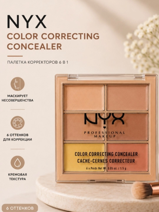 NYX Color Correcting Concealer — палетка корректоров 6 в 1 - 