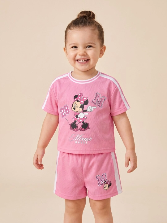 Qizlar uchun sport uslubidagi yozgi kostyum (futbolka va shortilar), Minnie Mouse to'plami