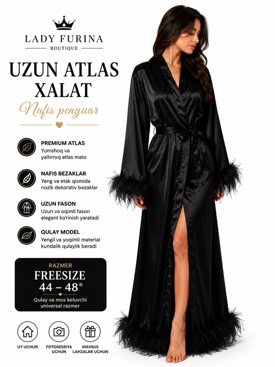 Lady Furina uzun atlas xalat - 