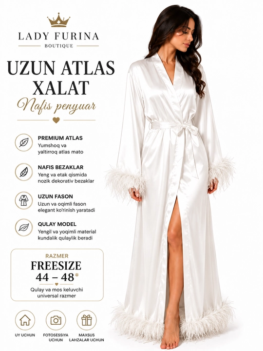 Lady Furina uzun atlas xalat - 