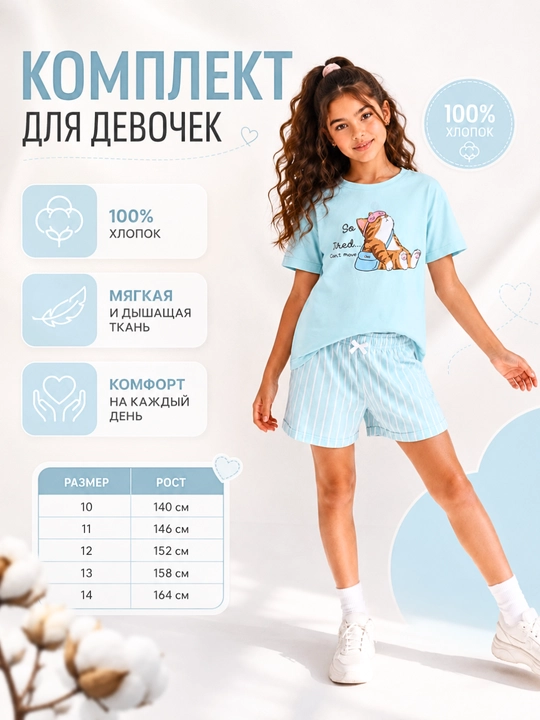 Qizlar uchun yumshoq va qulay pijama - 