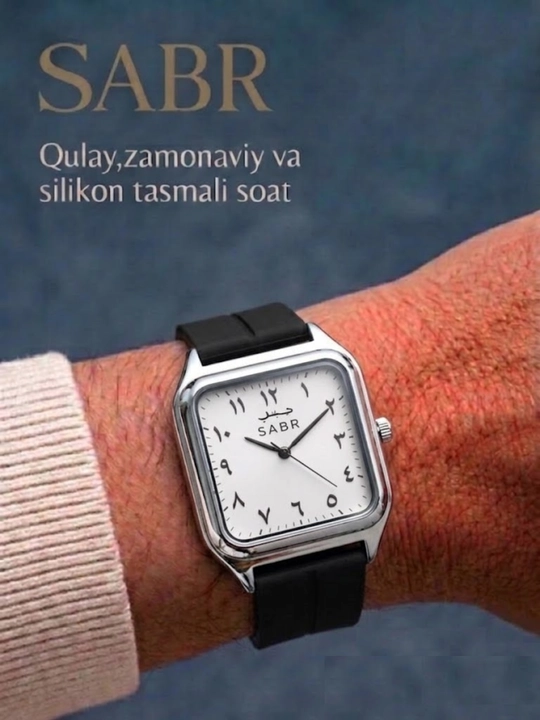 Erkaklar qo'l soati SABR, Quartz mexanizm, kvadrat siferblat, arab raqamlari - 