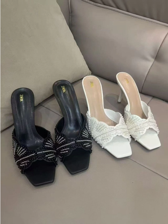 ZARA ayollar poshnali myulisi, oq va qora, tufli, kundalik va bayram uchun
