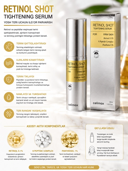 Retinal Shot Tightening Duo Ajinlarga Qarshi Serum va Booster To‘plami - 