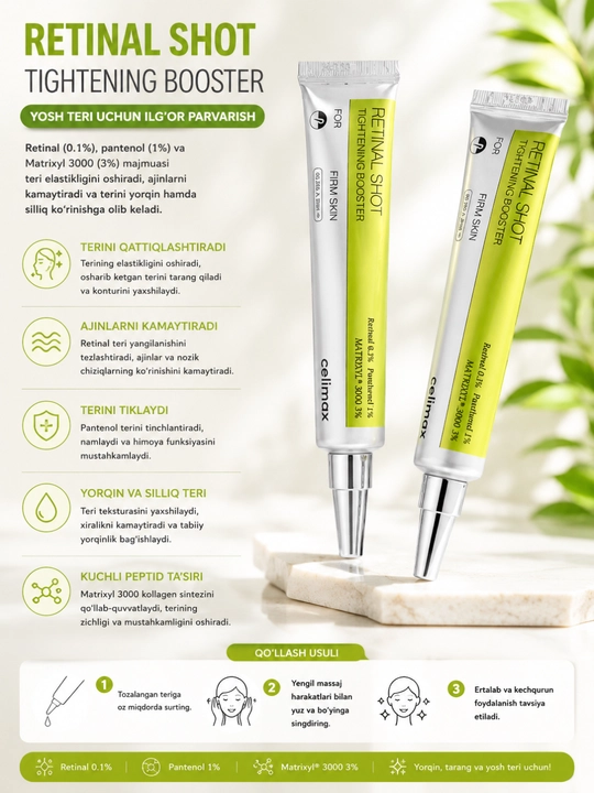 Retinal Shot Tightening Duo Ajinlarga Qarshi Serum va Booster To‘plami - 