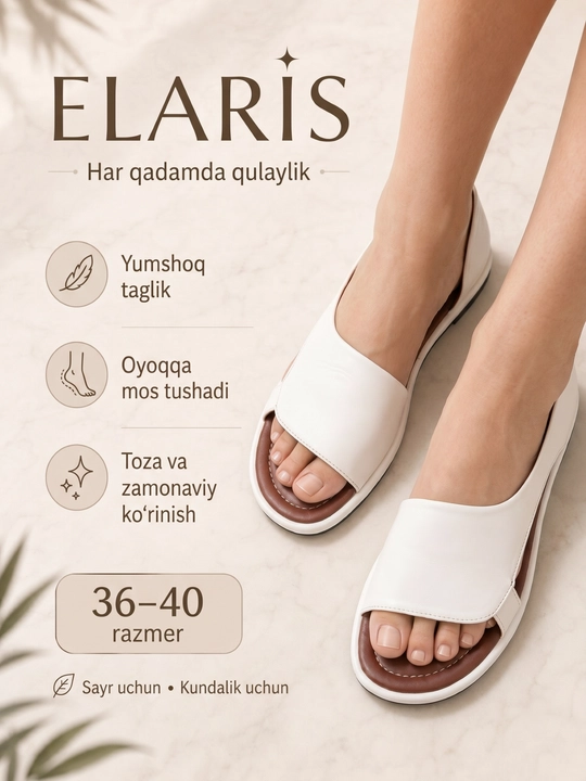 Qizlar va ayollar uchun bosonojkalar, bahor-yoz-kuz, 36-40, zamonaviy, qulay, ELARIS