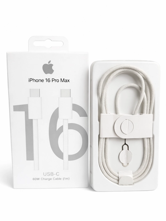 Kabel IPhone 15/16/17, iPad va MacBook uchun USB-C — USB-C 60W kabel, 1 m