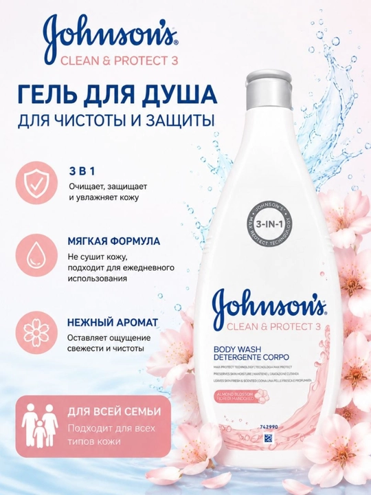 Johnson’s Soft & Nourish Гель для Душа