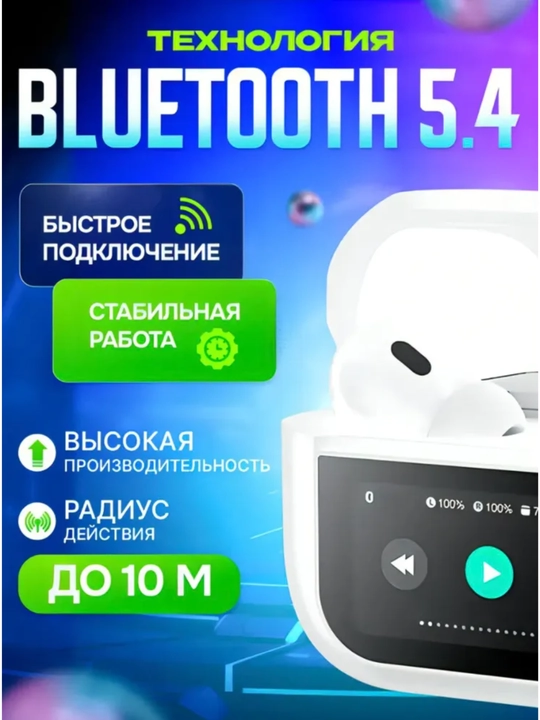 Simsiz quloqchinlar, displeyli, iPhone va Android Pods Pro 2 iOS uchun, sensorli ekrani