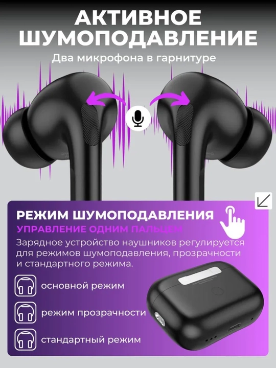 Simsiz quloqchinlar, displeyli, iPhone va Android Pods Pro 2 iOS uchun, sensorli ekrani