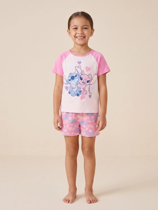 Qizlar uchun yozgi kostyum (futbolka va shortilar), Disney Stitch va Angel to'plami