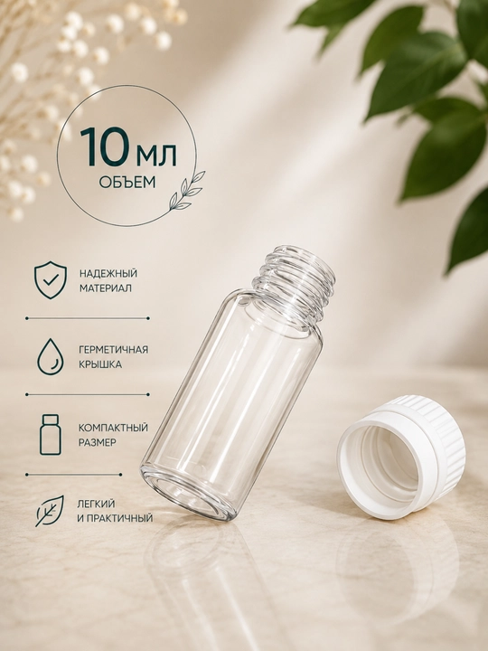 10 ml plastik flakon qopqoqli shaffof idish kosmetika moylar va namunalar uchun