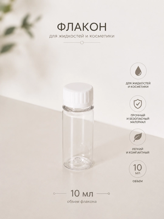 Shaffof 10 ml flakon vintli qopqoqli kichik tara kosmetika va suyuqlik saqlash uchun