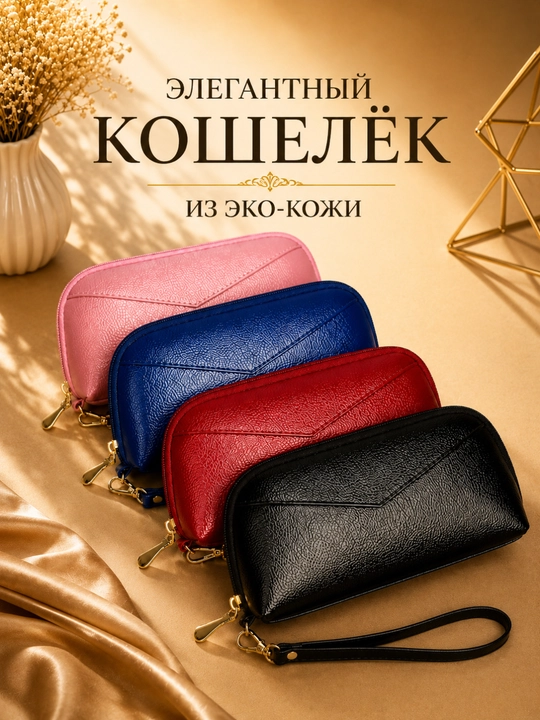 Ayollar uchun eko charm kosmetichka, klatch hamyon, qulay va sig‘imli sumka