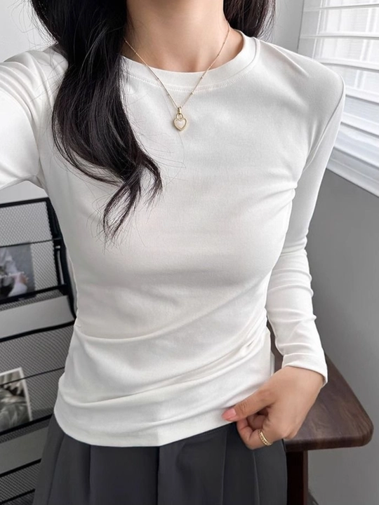 Футболка с длинными рукавами, женский лонгслив, дышащая ткань, база, белая кофта