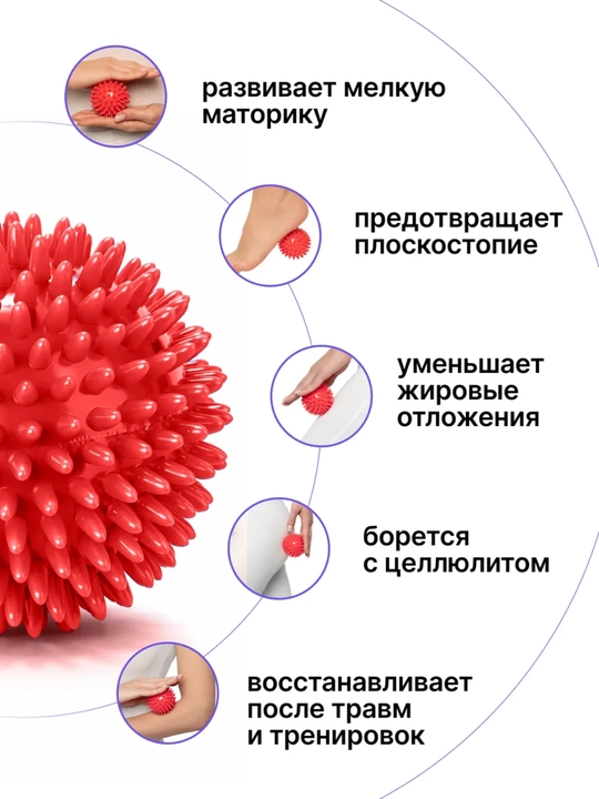 Fitnes va o'z-o'zini massaj qilish uchun tikanli massaj to'pi, 7 sm