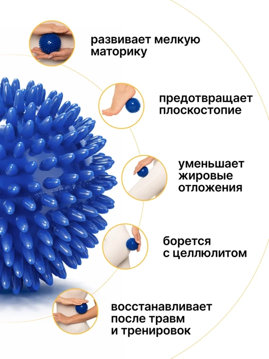 Массажный мячик с шипами для фитнеса и самомассажа, 7 см