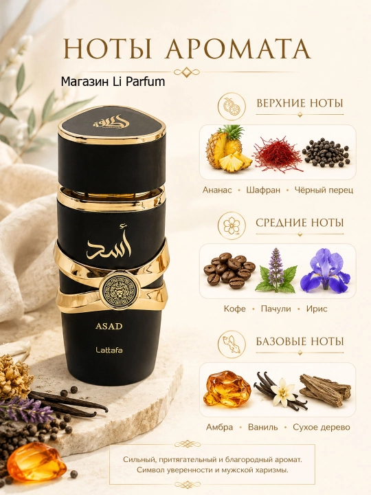 Lattafa Asad erkaklar parfyumeriyasi chidamli sharqona sitrus 100 ml - 