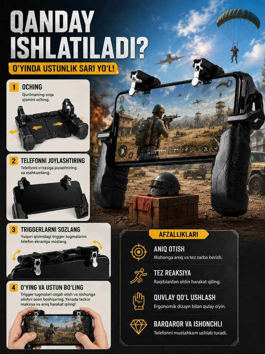 Triggerlar PUBG, Free Fire, Standoff o'yinlari uchun + Qo'lqop sovg'a