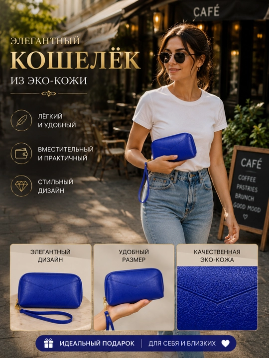 Ayollar uchun eko charm kosmetichka, klatch hamyon, qulay va sig‘imli sumka