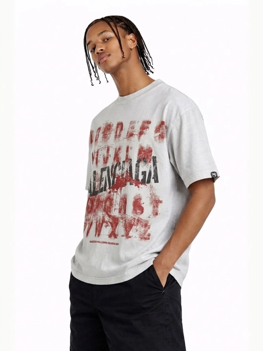 Y2K Balenciaga oversayz futbolkasi, alifboli, 100% paxtadan, granj stritvir, uniseks