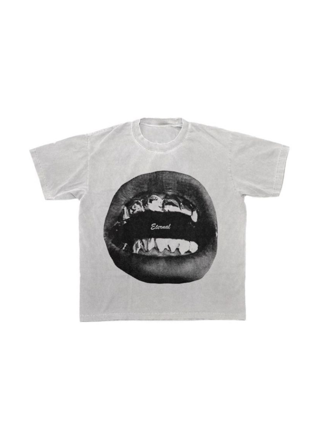 Futbolka oversize Y2K "Eternal" printli, washed vintage, 100% paxta, rap streetwear - 