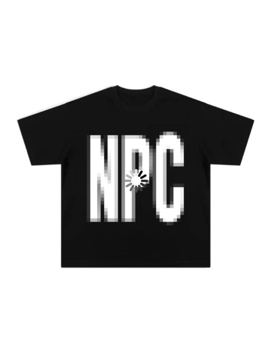 Futbolka oversize Y2K "NPC" printli, 100% paxta, glitch gaming streetwear, unisex - 