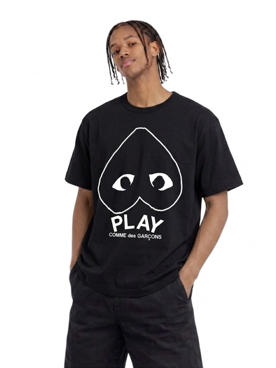 Y2K Comme des Garçons CDG oversayz futbolkasi, 100% paxta, brendli stritvir, uniseks