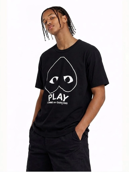 Y2K Comme des Garçons CDG oversayz futbolkasi, 100% paxta, brendli stritvir, uniseks