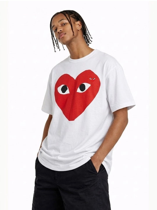 Y2K Comme des Garçons CDG oversayz futbolkasi, 100% paxta, brendli stritvir, uniseks