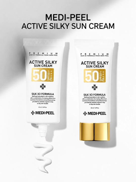 Medi-Peel Active Silky Sun Cream SPF50+ PA+++ quyoshdan himoyalovchi kremi, 50 ml - 