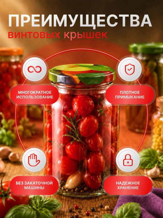 Крышки для банок винтовые, крышки для консервирования