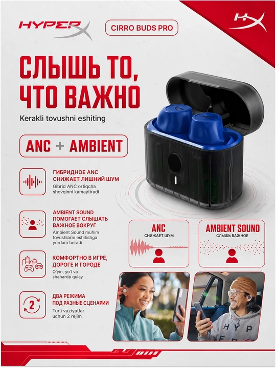 Simsiz TWS o'yin quloqchinlar mikrofonli HYPERX Cirro Buds Pro, Bluetooth 727A5AA